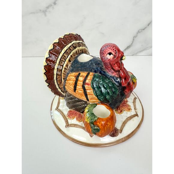 Fitz & Floyd Omnibus 1996 Vintage Harvest Time Turkey Candle Holder Ceramic - Picture 4 of 10